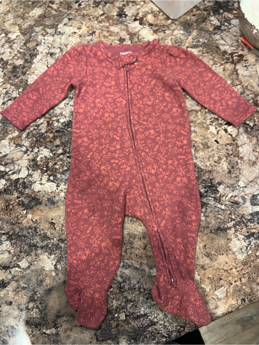 Cozy Mauve Floral Footed One-Piece by Carter's